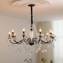 Black Crystal Chandelier Pendant Light - Elegant French Living Room Lamp by Ljojo