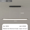Ljojo Modern LED Pendant Light Wood Grain/White/Black Chandelier for Dining Kitchen Living Room