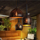 Ljojo Etched Lampshade Wrought Iron Chandelier Industrial Pendant Lamp for Dining Living Room