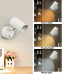 Ljojo LED Wall Lamp Touch 3 Tone Light Head Rotate 350 ° Modern Minimalist