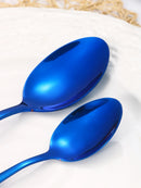 Ljojo 24-Piece Stainless Steel Cutlery Set, Blue Round Handle, Suitable for Home and Hospitality