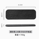 Ljojo 14" Rock Grain Rectangular Ceramic Sushi Plate - Black & White