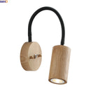 Ljojo LED Wall Sconce with Flexible Black Hose & Wood Accent