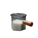 Ljojo 120ml Espresso Measuring Cup Double Bottom Hexagon Wood Handle Glass Mug