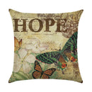 Ljojo Linen Butterfly Flower Sofa Cushion Cover 45*45 - Home Decor Printed Pillow Case