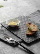 Ljojo Matte Geometric Diamond Square Bread Plate - Ideal for Dim Sum and Breakfast