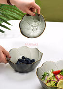 Ljojo Medium Glass Bowl, Household Tableware, Gold-Plated Fruit Salad Plate