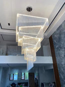 Gold Square Chandelier for High Ceilings - Modern LED Large Chandeliers by Ljojo
