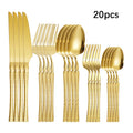 Ljojo 30-Piece Stainless Steel Tableware Set with Golden Waist Design
