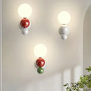 Ljojo LED Wall Light Red Green White Metal Kids Room Sconce White Acrylic Ball
