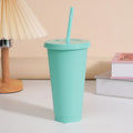Ljojo 24oz Solid Color Reusable Cold Cup with Lid and Straw