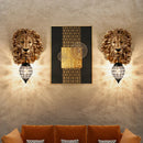 American Retro Lion Head Wall Lamp Resin led Wall Light for Living Room Hallway by Ljojo