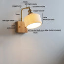 Ljojo LED Wall Light Mirror Ceramic Glass Wood Decor Home Lighting