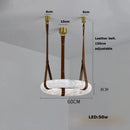 LED Alabaster Resin Ring Leather Belt Chandelier - Modern European Ljojo Lighting for Living Dining Room