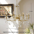 French Luxury Copper Candle Led E14 Chandelier | Elegant Crystal Pendant Lights - Ljojo