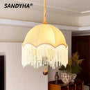 French Chandeliers LED Hanging Lamps Tassel Design for Elegant Living Room - Ljojo