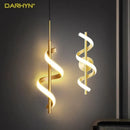 Ljojo LED Pendant Light: Modern Bedroom Hanging Lamp Fixture - Gold Black