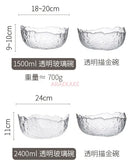 Ljojo 1500ml Glass Bowl for Household, Tableware, Fruit Dessert Plate, Gold-Plated Bowl
