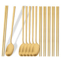 Ljojo 12Pcs Luxury Korean Stainless Steel Tableware Set