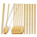 Ljojo 12Pcs Luxury Korean Stainless Steel Tableware Set