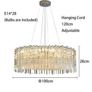 Ljojo Luxury Crystal Ceiling Chandelier LED Modern Chrome Hanging Lamps for Living Room Decor
