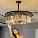 Ljojo Luxury Black Crystal Chandelier Hanging Lamp E14 LED Dual Purpose Fixtures