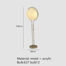 Ljojo LED Floor Lamp Chrome Metal Living Room White Acrylic Ball Art Deco