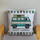 Happy Campers Owl Motorhome Print Pillow Case by Ljojo