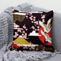 Ljojo Lucky Cat Mount Fuji Art Cushion Cover - Japanese Style Throw Pillow