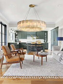 Ljojo Marble Crystal Chandelier Brass Light Fixture Elegant Alabaster Lamp Dining Room Decor