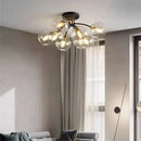 Nordic Glass Ceiling Chandelier Black Minimalist Decor for Bedroom Loft Restaurant - Ljojo