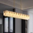 Ljojo Marble Crystal Chandelier Brass Light Fixture Elegant Alabaster Lamp Dining Room Decor