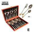 Ljojo 18Pcs Stainless Steel Cutlery Set in Gold Finish with Elegant Matte Handle