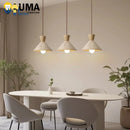 Modern Travertine Wood Pendant Light LED Hanging Chandelier for Dining Room Kitchen Island Bedroom by Ljojo