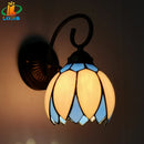 European Pink Lotus Wall Lamp Tiffany Style Glass Lighting E27 110V by Ljojo