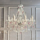 French Romantic Pink Crystal Chandelier Pendant Lights by Ljojo for Elegant Living Room Decor
