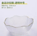 Ljojo Medium Glass Bowl, Household Tableware, Gold-Plated Fruit Salad Plate