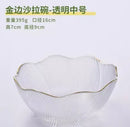Ljojo Medium Glass Bowl, Household Tableware, Gold-Plated Fruit Salad Plate
