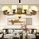 Ljojo Luxe Inlay Copper Chandelier with Marble Jade, Ideal for Living Room, Bedroom and Hall