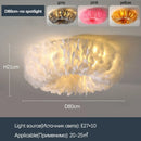 Ljojo Round Feather LED Ceiling Lamp Warm Light Stylish Nordic Minimalist Bedroom Decor