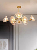 Modern Flower Chandelier Glass Ceiling Light Copper Pendant Lamp for Bedroom Kitchen by Ljojo