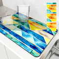 Geometric Color Blocks Kitchen Drying Mat by Ljojo