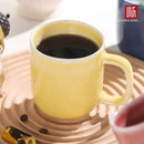 Ljojo 440ml Ceramic Coffee Mug with Handle, Solid Color Irregular Cup Home Breakfast Oat Cup
