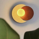 Ljojo LED Wall Light White Glass Wood Yellow Travertine Japan Style