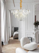 French Milk-white Glass Ceiling Chandelier Gold Lighting by Ljojo – Elegant Bedroom Decor Hanglamp