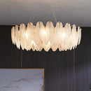 Ljojo Modern Luxury Gold Feather Glass Chandelier Pendant Light for Living Room Bedroom