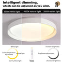Ljojo Wood Grain LED Ceiling Light: Circular Walnut Remote Control Dimming Home Decor Lamp