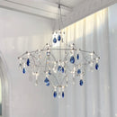 French Luxury Blue Crystal LED Pendant Chandelier by Ljojo - Romantic Art Living Dining Room Lighting
