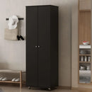 Ljojo™ 8-Tier Tall Shoe Storage Cabinet with Wheels and 2 Doors, Wood Shoe Rack