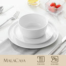 Ljojo LEXI Ceramic Plate Set - White Black Rim Dinnerware, 4/6 PCS Variants